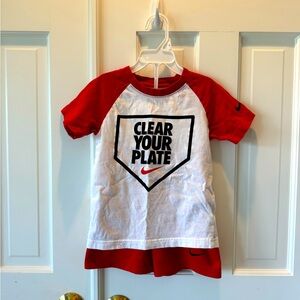Nike baseball shirt and matching shorts outfit size 5